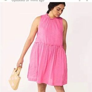 Draper James Women’s Medium RSVP Pink Eyelet Sleeveless Babydoll Dress